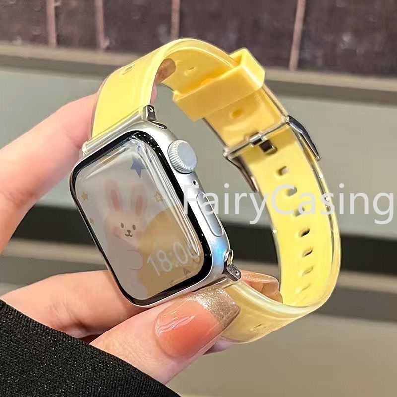 Dây đeo trong suốt bằng silicon thạch trong suốt cho Apple Ultra 2 49MM Series 9 45MM 41MM Màu sắc cho iwatch 8 7 6 5 4 40mm 44mm 42mm 38mm Vòng đeo tay