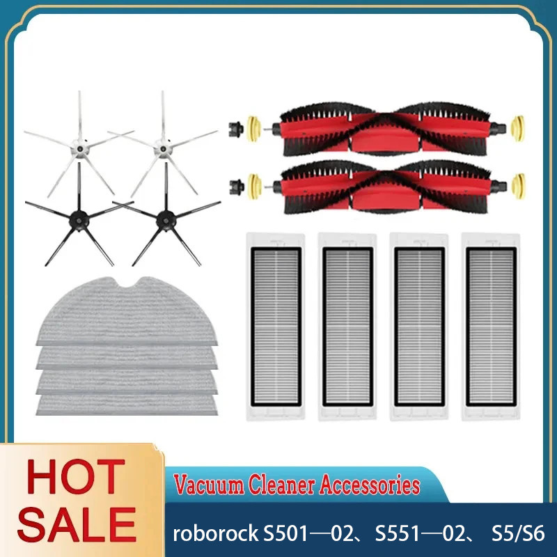 Roborock S501─02, S551­­─­­­­­02. S5 / S6 Series Model Universal Main Brush Side Brush Filter Mesh Fabric