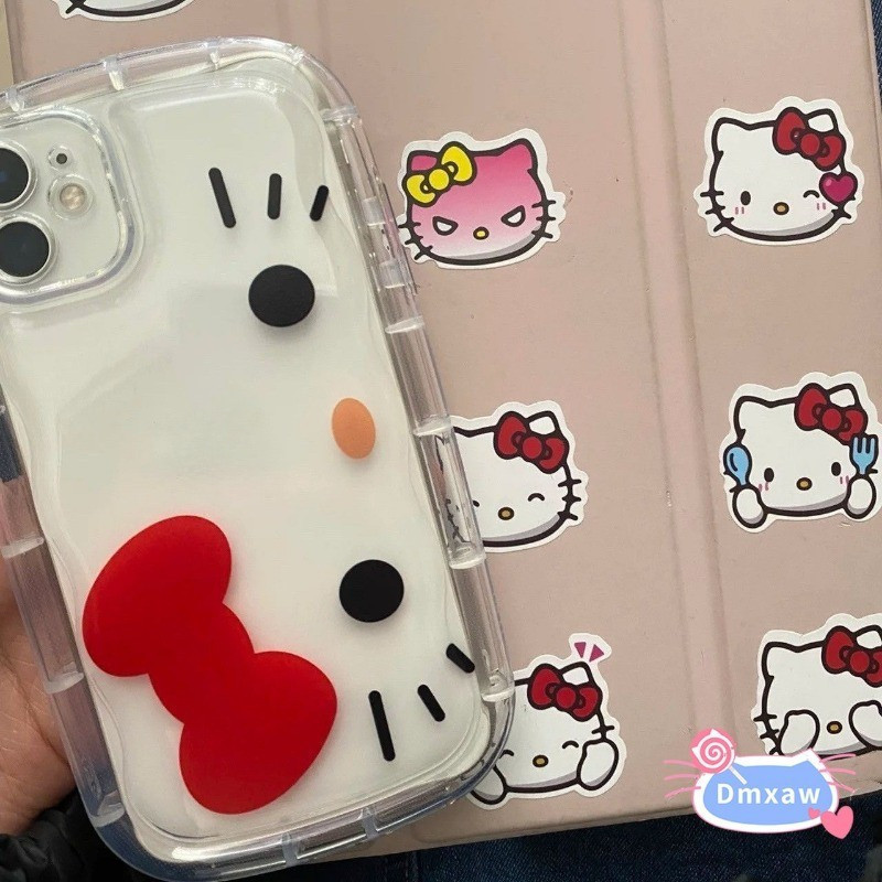 Ốp Điện Thoại Mèo Kitty Dễ Thương Cho iPhone 15 14 13 11 12 Pro Max X XR Xs Max 8 7 6 6s Plus SE 2020 Ốp Mềm Đệm Khí Trong Suốt Mèo Kitty Chống Rơi Cô Gái Y2K Vỏ Chống Sốc