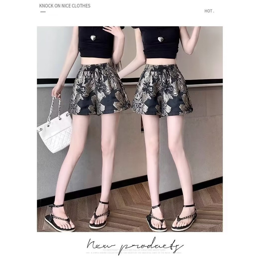 quần short nữ Quần Short Lụa Băng Mùa Hè Nữ Co Giãn Eo Rời Tất Cả Trận Đấu Mỏng Hơn Quần Ống Rộng