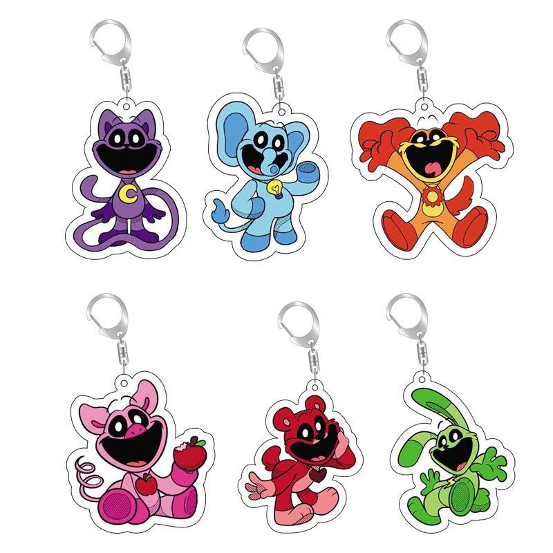 Trò Chơi Poppy Giờ Chơi 3 Mỉm Cười Critters Hoạt Hình Catnap Ngoại Vi Acrylic Móc Chìa Khóa Dây