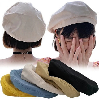 Mũ Nồi Cotton Màu Trơn Đơn Giản Thời Trang Thu Đông Phong Cách Anh Quốc Cổ Điển Nón Beret