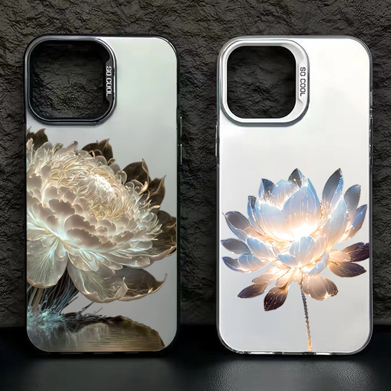 Ốp Lưng Cho Samsung Galaxy A54 A14 A34 A15 A55 A35 A05 A05S A13 A23 A33 A53 A73 A52 A52S Hoa Sen Mạ Điện Bạc IMD Chống Sốc