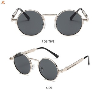 Kính râm cổ điển Sắc thái khung kim loại tròn hợp thời trang Kính râm ống kính đầy màu sắc