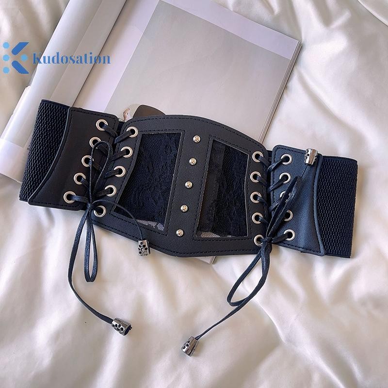 Kudosation Thời Trang Co Giãn Ren Corset Thắt Lưng Nữ Cô Gái Rộng Co Giãn Cummerbunds Nữ Goth Punk Đầm Corset Thắt Lưng Quà Tặng Đẹp