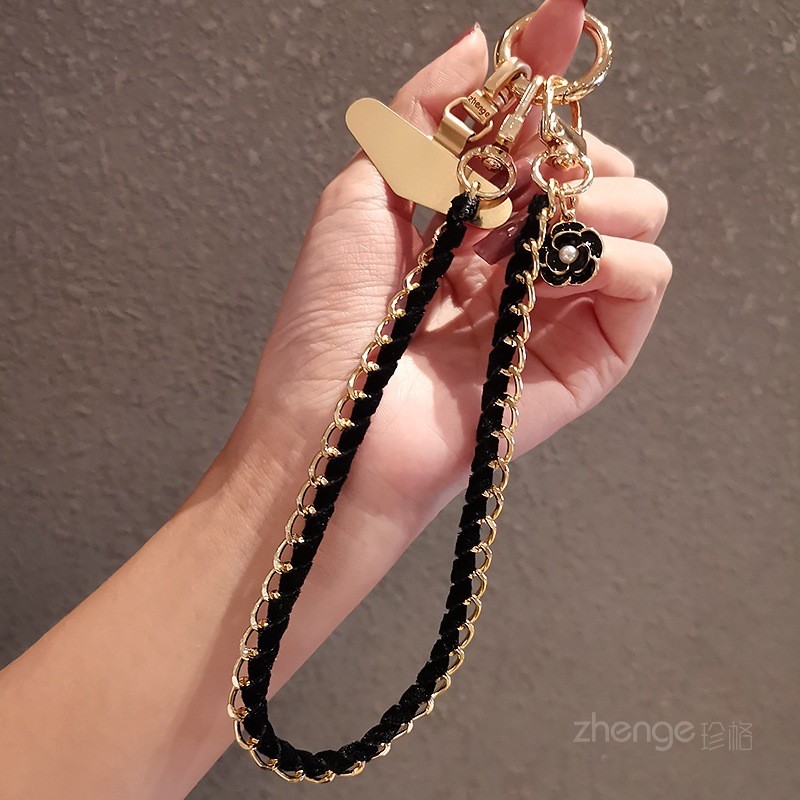 Phụ Kiện Điện Thoại Di Động Xiaoxiangfeng Vòng Tay Điện Thoại Di Động Dây ins Phong Cách Thời Trang Nữ Da Thẻ Dây Cổ Tay Ngắn Kim Loại Khóa Tròn Mạnh Mẽ