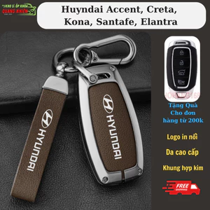 Ốp Chìa Khóa Xe Hyundai Accent, Creta, Kona, Santafe, Elantra - Bọc Chìa Hợp Kim Cao Cấp Smartkey