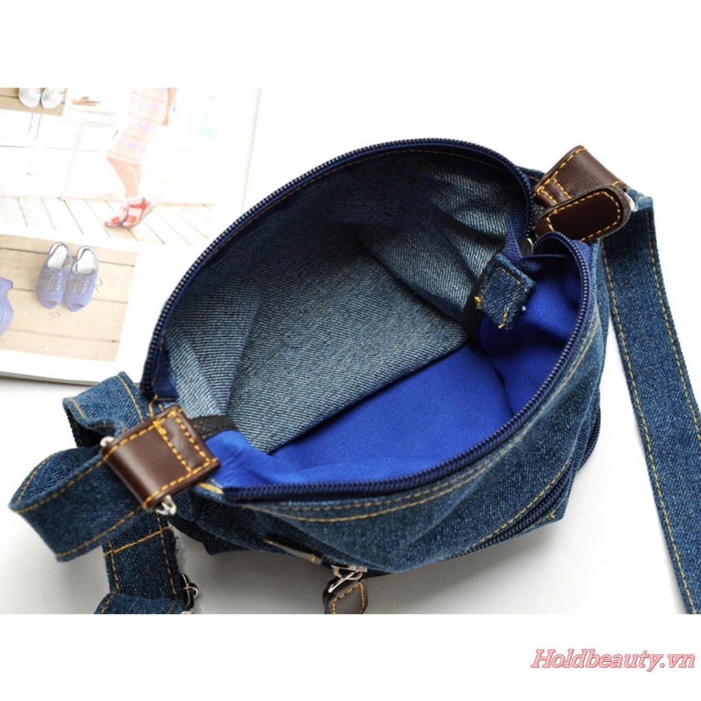 Túi Đeo Chéo Denim Nhiều Ngăn Thời Trang Cho Nữ