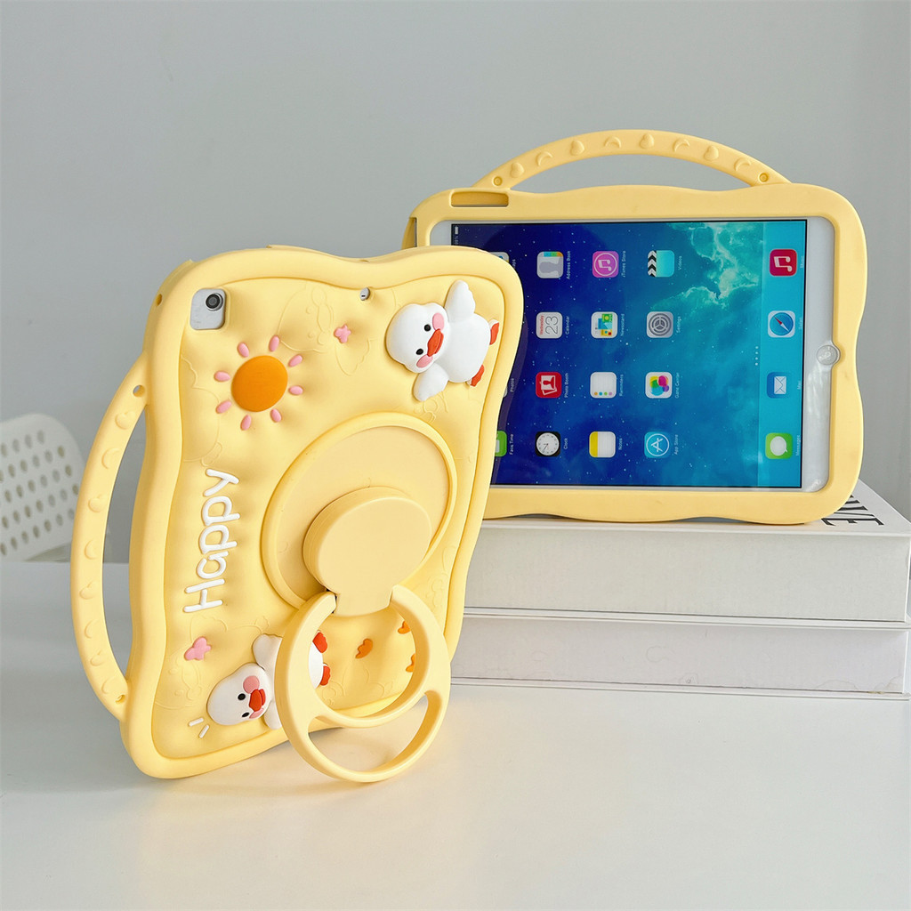 Ốp Lưng Cho iPad 11th (A16) 2025 iPad Air 11 "2025 M3 / 2024 M2 Dây Đeo Xoay 360 Độ Keo Mềm Vỏ Vịt Vàng