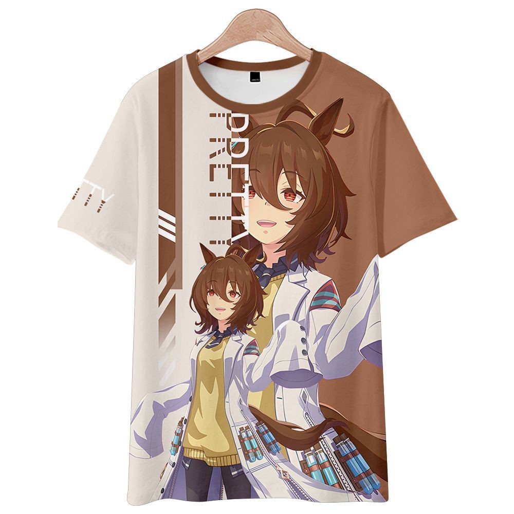 Áo thun cosplay Uma Musume Agnes Tachyon YB1, vải 3D, tay ngắn, phù hợp mùa hè