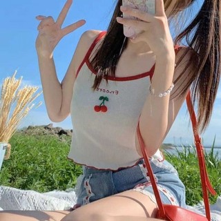 K Dệt Kim Áo Mùa Hè Phong Cách Mới Ngọt Ngào Màu Sắc Tương Phản Áo Vest Ngắn Dễ Thương Dệt Kim Top