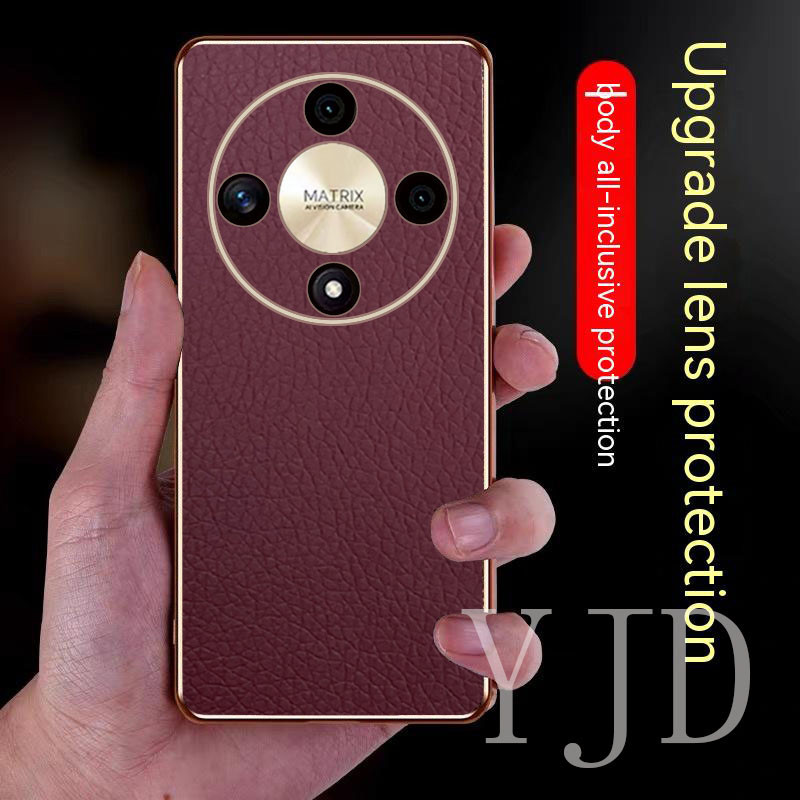 Ốp YJD Cho Honor X9b Thanh Lịch Màu Trơn Da Siêu Mỏng Mạ Điện Cạnh Chống Sốc Ốp Lưng Điện Thoại