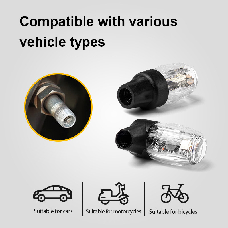 van xe phát sáng SEAMETAL 4 Chiếc Lốp Xe Ô Tô Nắp Van Đèn Sạc Đa Năng Xe Máy Xe Đạp LED Lốp Đèn Nhiều Màu Sắc Phát Sáng Chống Thấm Nước Trang Trí Phụ Kiện