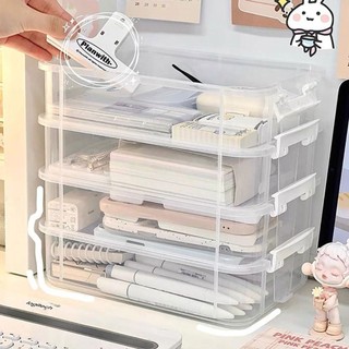ITRUMPET 1 Cái Dụng Cụ Sắp Xếp Lưu Trữ Bàn, Hộp Sắp Xếp Trang Điểm Bàn Ngăn Kéo 4 Lớp, Thùng Đựng Trang Sức Bằng Nhựa Trong Suốt Có Thể Xếp Chồng Bền Đẹp