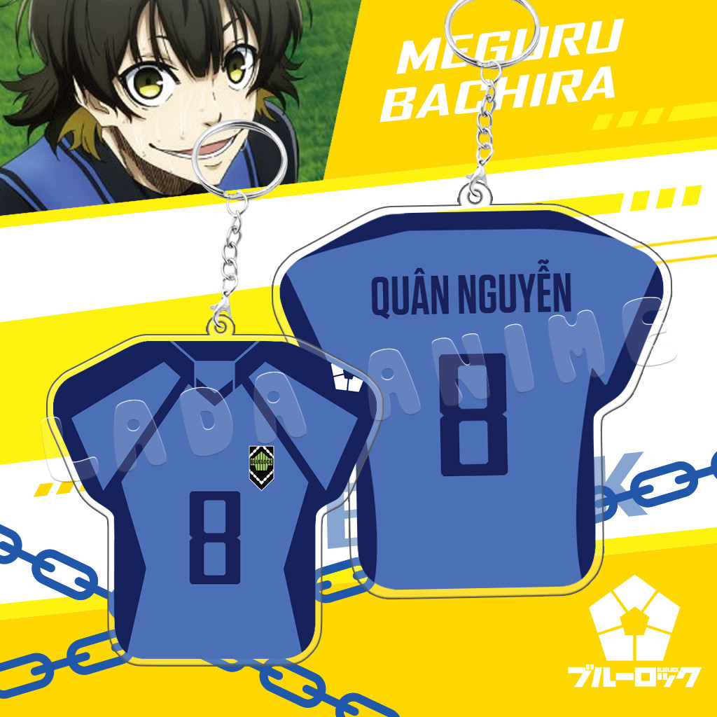Móc Khóa Acrylic Anime Bóng Đá BLUELOCK Thay Tên Trên Áo Theo Yêu Cầu, Móc Khóa Mica BLUE LOCK In 2 Mặt Lada Anime