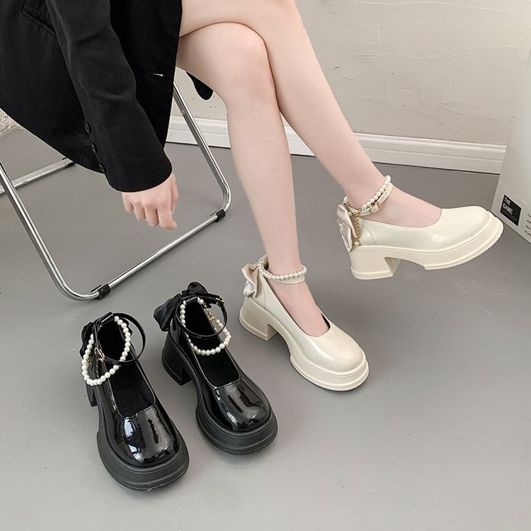 Giày Jinxchoy Hàn Quốc Phong Cách Y2K Thời Trang Đế Dày Dày Đế Dày Mary Jane GIÀY Phong Cách Anh Quốc Màu Trơn Gót Vuông Mary Jane Loafers GIÀY Thông Thường PU Dây Đeo Khóa Phẳng Miệng Giữa Ngón Chân Tròn Nêm Giày Học Sinh GIÀY Da Đen Giữa Giày Nữ Gót Châ