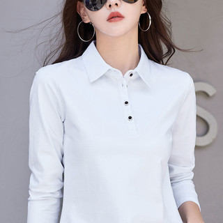 Cao Cấp Cotton Nguyên Chất Dài Tay Áo Thun Nữ polo Áo Sơ Mi Đầu Thu Phong Cách Mới Bên Trong Đáy Áo Sơ Mi Nữ Mỏng Hơn Nhìn Ve Áo Thể Thao Top