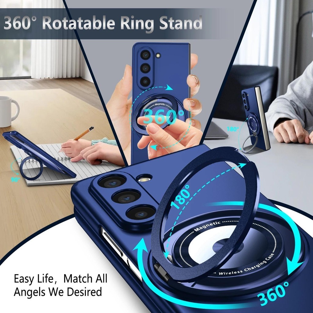 Dành Cho Samsung Galaxy Z Fold 6 5 4 3 Vỏ Từ Tính Giáp Chống Sốc 360 Xoay Vòng Giá Đỡ Xe Ô Tô Bảo Vệ Camera Gấp Bao