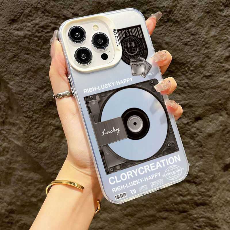 Vỏ Tương Thích Cho iPhone 11 12 13 14 15 Pro Max XR X XS 7 8 Plus Retro Record Player Mạ Matte Cover