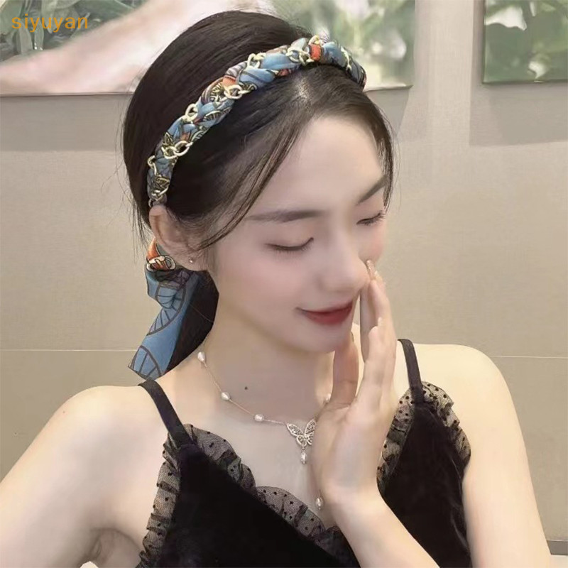 Siyuyan Ruy Băng Dài Dây Xích Tóc Vòng Thanh Lịch Đuôi Ngựa Giá Đỡ Vải Khăn Lụa Phụ Kiện Tóc Dành Cho Nữ Bé Gái Băng Đô Quấn Tóc VN