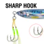 Kim Loại Dạ Quang Chậm Jig 3D In Thân 20-80g Chìm Đúc Jigging Mồi Với Hai Móc Hỗ Trợ Cho Cá Ngừ Bass Đúc Dài Câu Cá Jig Mồi