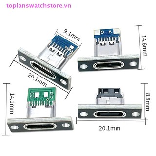 Toplanswatchstore 5 Ổ cắm USB 3.1 Type C có tấm cố định vít Jack cắm USB Type-C 3.1 Type-C 2Pin 4Pin Cổng kết nối nữ Jack cắm cổng sạc VN