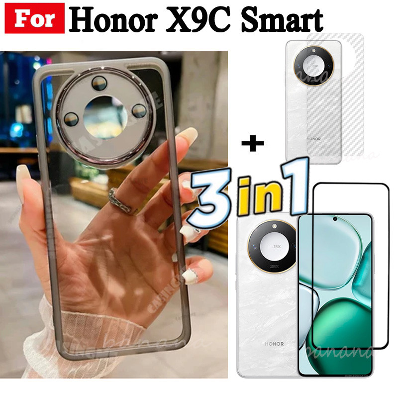 Ốp điện thoại thông minh Honor X9C Smart Honor 200 mạ Vỏ mềm trong suốt có bảo vệ Camera và kính cường lực và mặt sau 3 trong 1
