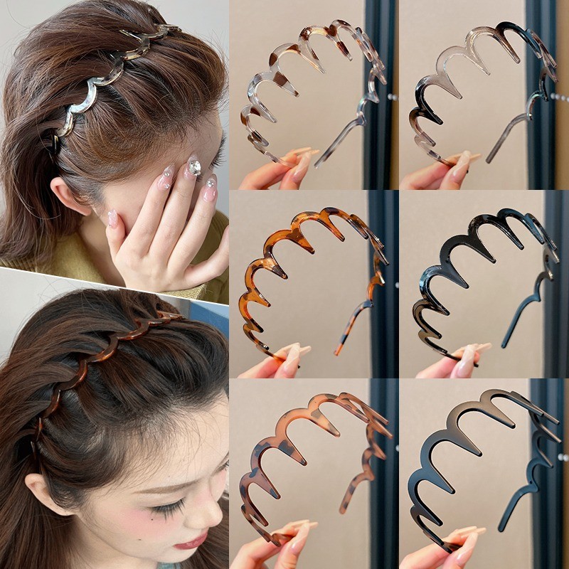 Thời Trang Hàn Quốc Mới Đơn Giản Đẹp Acrylic Răng Rửa Mặt Băng Đô Phụ Kiện Tóc