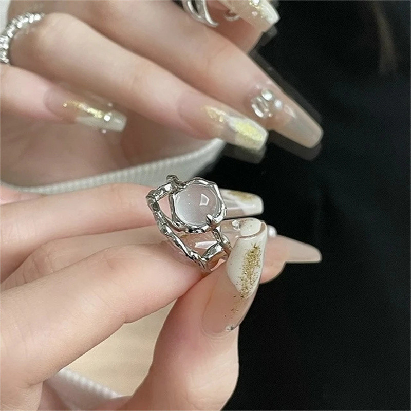Nhẫn Hở Mỏng Điều Chỉnh Được Dát Đá zircon Đơn Giản Cá Tính Thời Trang