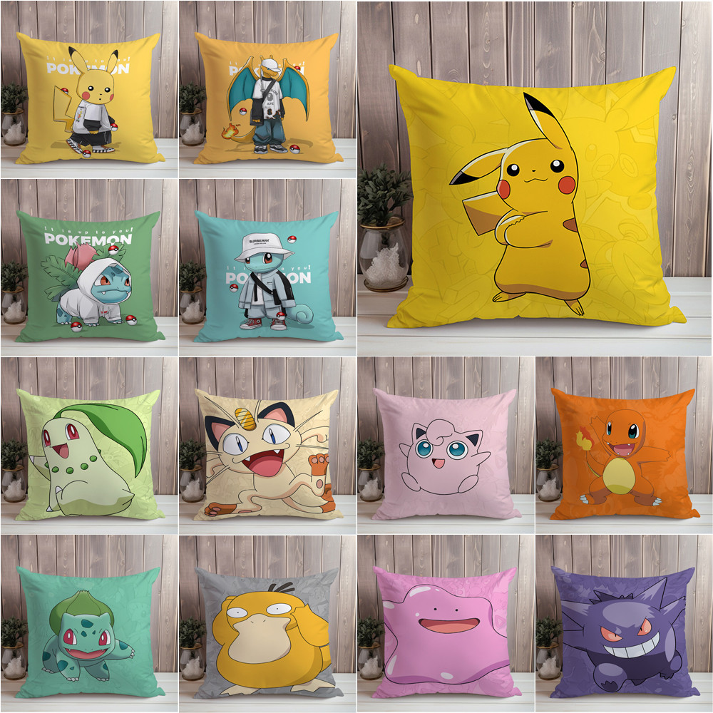 Vỏ Gối Đơn In Hình Pokemon Pikachu Một Mặt Làm Quà Tặng Cho Bé (Không Kèm Lõi)