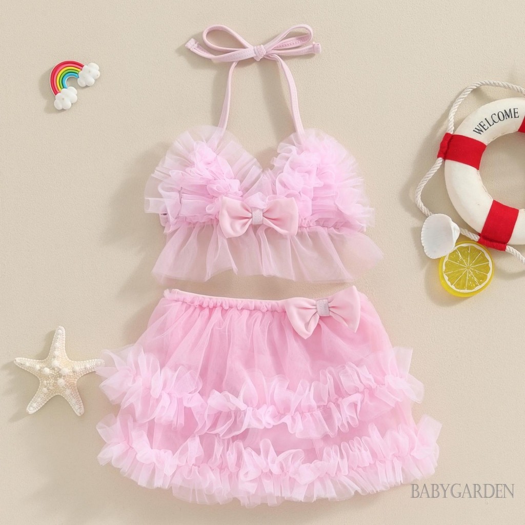 Baga-0-24 Tháng Tuổi Bé Gái 2 Bộ Bikini Vải tuyn Camisoles + Quần Short PP Đồ Bơi. Đồ bơi