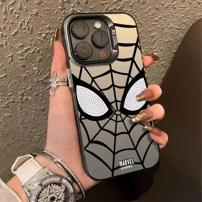 Vỏ Tương Thích Cho IPhone 15 14 13 12 11 Pro Max XS X XR 8 7 Plus Sang Trọng Người Nhện Mờ Mặt Sau Cứng Chống Sốc