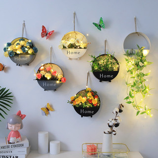 Giỏ hoa Home treo tường phối hoa giả cắm trang trí Myd.23 trang trí phòng khách, phòng ngủ ban công