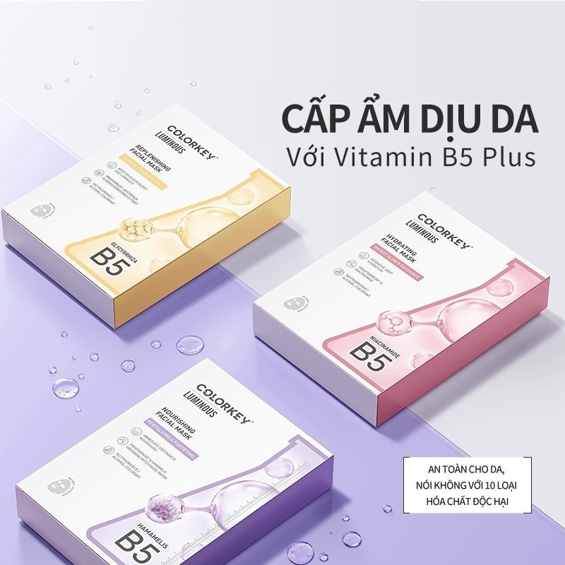 Ảnh Combo 10 Mặt Nạ Giấy COLORKEY  Cấp Ẩm Luminous Vitamin B5 Facial Mask 25mlx10 3