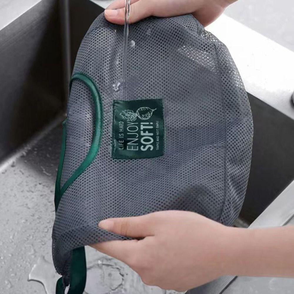 Túi lưới treo nhà bếp MONOSTYLE, Túi đựng rau củ quả dung tích lớn treo tường, Túi lưu trữ Polyester có thể tái sử dụng