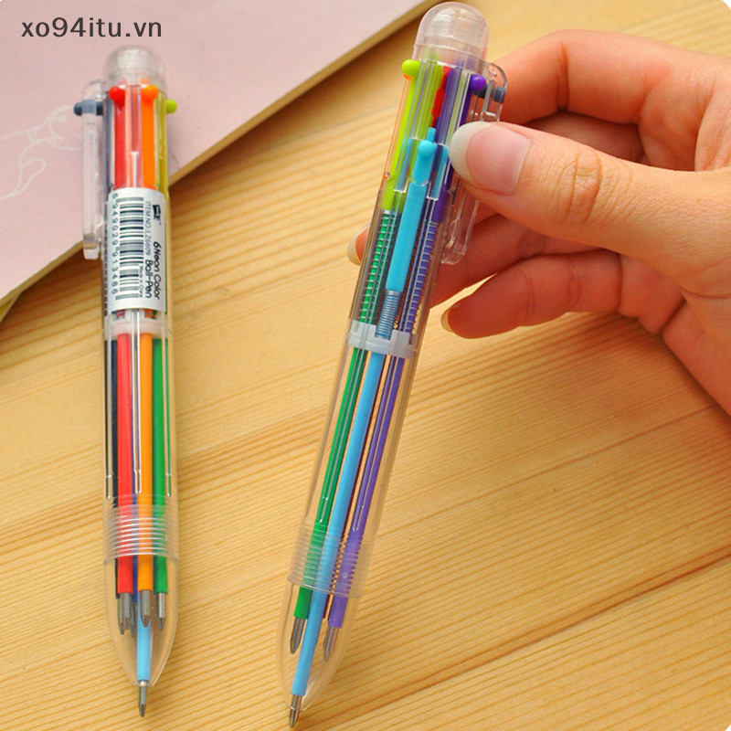 Xoitu P-0115 Nhựa Đẩy Dầu Bút Bán Buôn Quà Tặng Bút 6 Màu Bút Bi Bút Văn Phòng VN