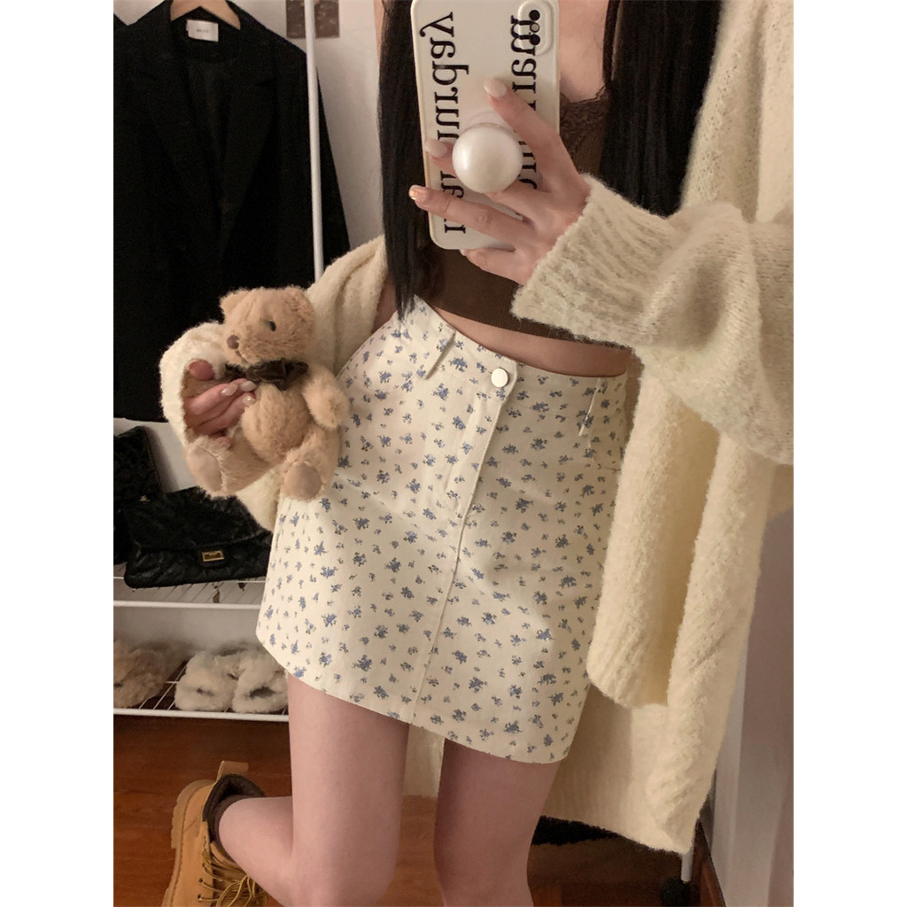 Suxi Vintage Hoa Mới Mini Skrit Phong Cách Hàn Quốc Thời Trang Cao Cấp Váy Ngắn Nữ 240308