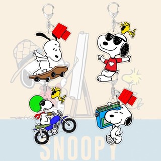 Móc khóa Acrylic Snoopy Hoạt hình Túi dễ thương Trang trí Schoolbag Mặt dây chuyền nhỏ Quà tặng Vòng chìa khóa