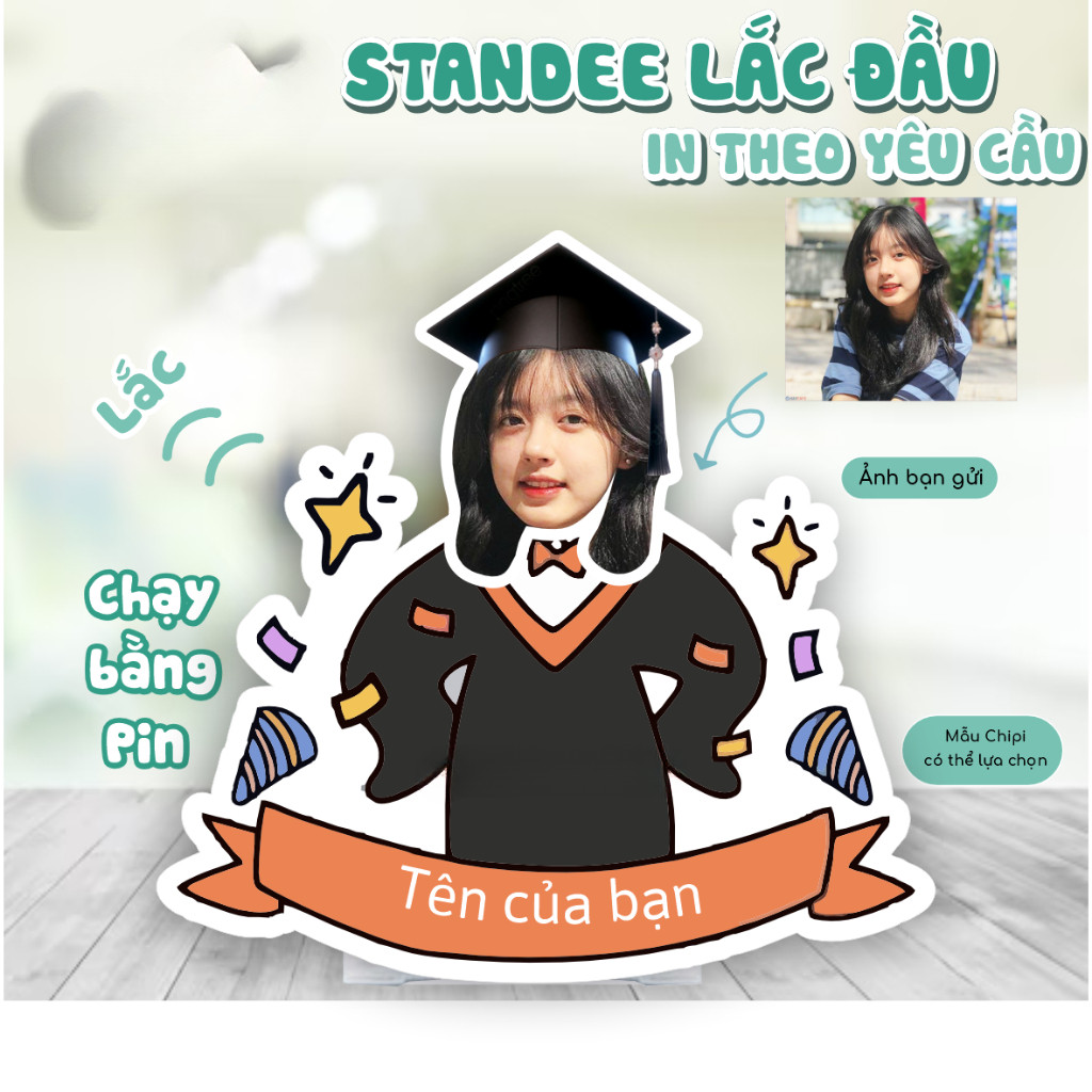 Standee lắc đầu chạy bằng pin cử nhân tốt nghiệp- Quà Tặng Sango