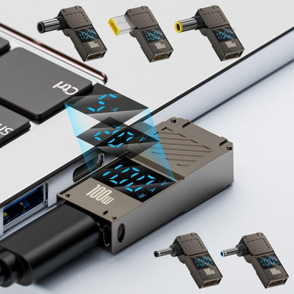Bộ chuyển đổi SUNKISSD Type-C sang DC, Bộ chuyển đổi USB-C sang DC PD thông minh, Màn hình kỹ thuật số Sạc nhanh Đầu nối nguồn máy tính xách tay đa năng cho / / Dell