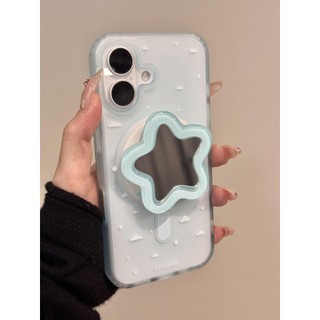 Luxury Mint Green Cloud Star Giá đỡ từ tính Vỏ điện thoại di động cho iPhone16 15 14 13 Pro Max Bảo vệ Camera chống sốc Vỏ cứng chống rơi