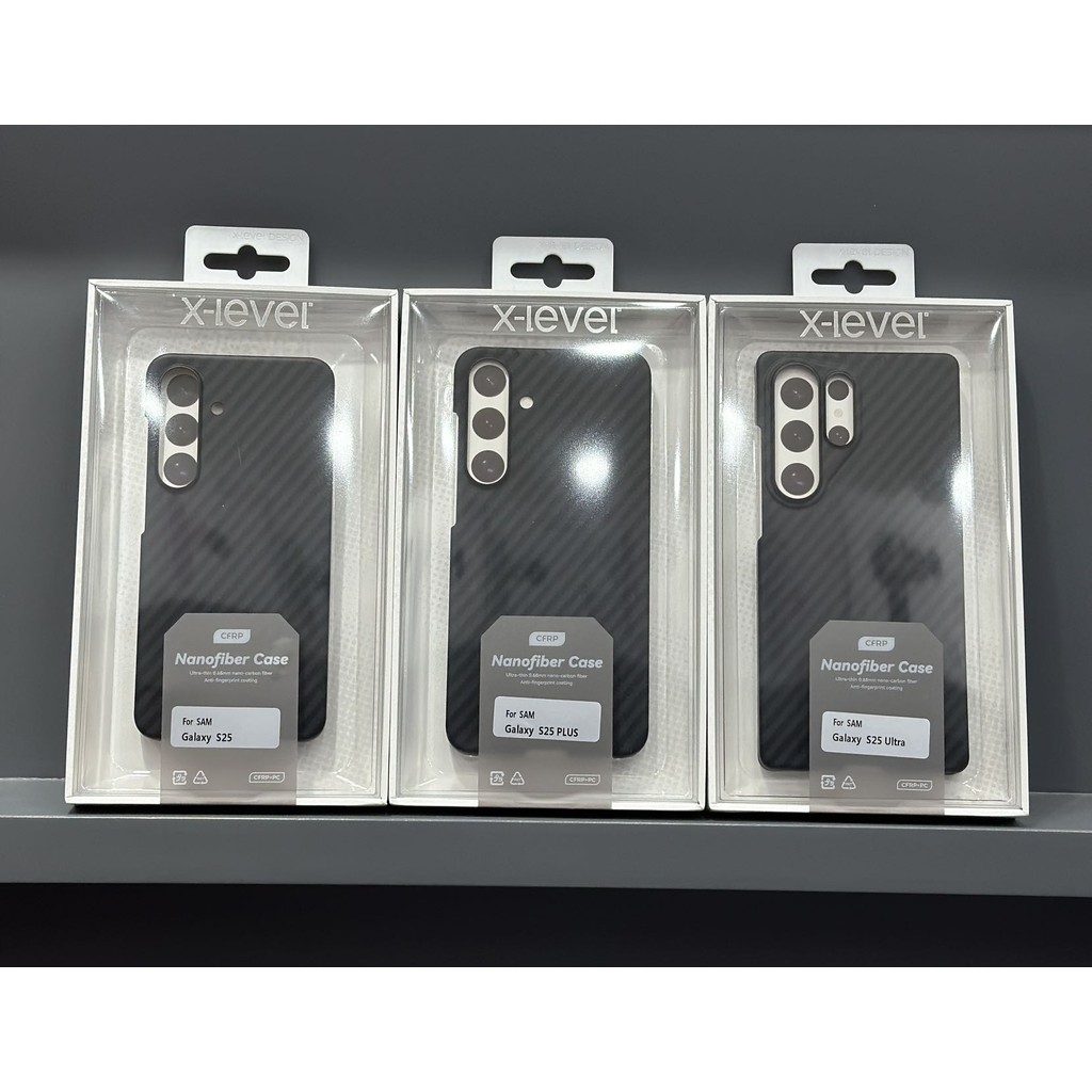 X x-level Samsung S25 Vỏ bảo vệ Vỏ bảo vệ họa tiết sợi Carbon Nanofiber siêu mỏng S25 Ultra Kevlar S25 + Vỏ bảo vệ chống sốc nửa gói Galaxy
