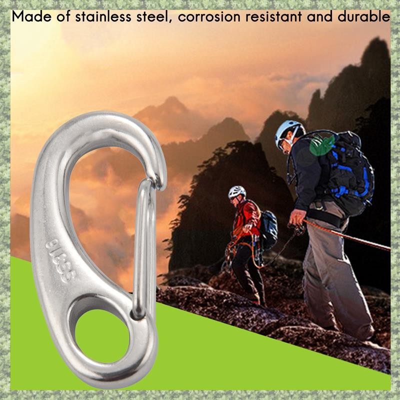 (C Z G L) 2 Chiếc Thuyền Biển Thép Không Gỉ Hình Trứng Lò Xo Kẹp Móc Kẹp Nhanh Carabiner Khóa Ngoài Trời