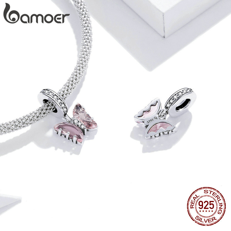 Bamoer Bạc 925 Hoa Quyến Rũ Hoa Anh Đào Trái Tim Động Vật Thú Cưng Hạt Dành Cho Nữ Phù Hợp Với DIY Vòng Tay Vòng Cổ Trang Sức Quà Tặng
