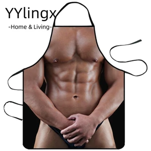 YYlingx Tạp dề nướng bánh nam cơ bắp Tiệc nấu ăn mới lạ Đầu bếp BBQ ngộ nghĩnh