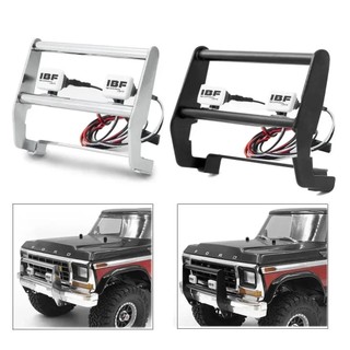 Cản trước chống va chạm bằng thép không gỉ bằng kim loại có đèn LED cho xe bánh xích RC TRX-4 Bronco 1: 10