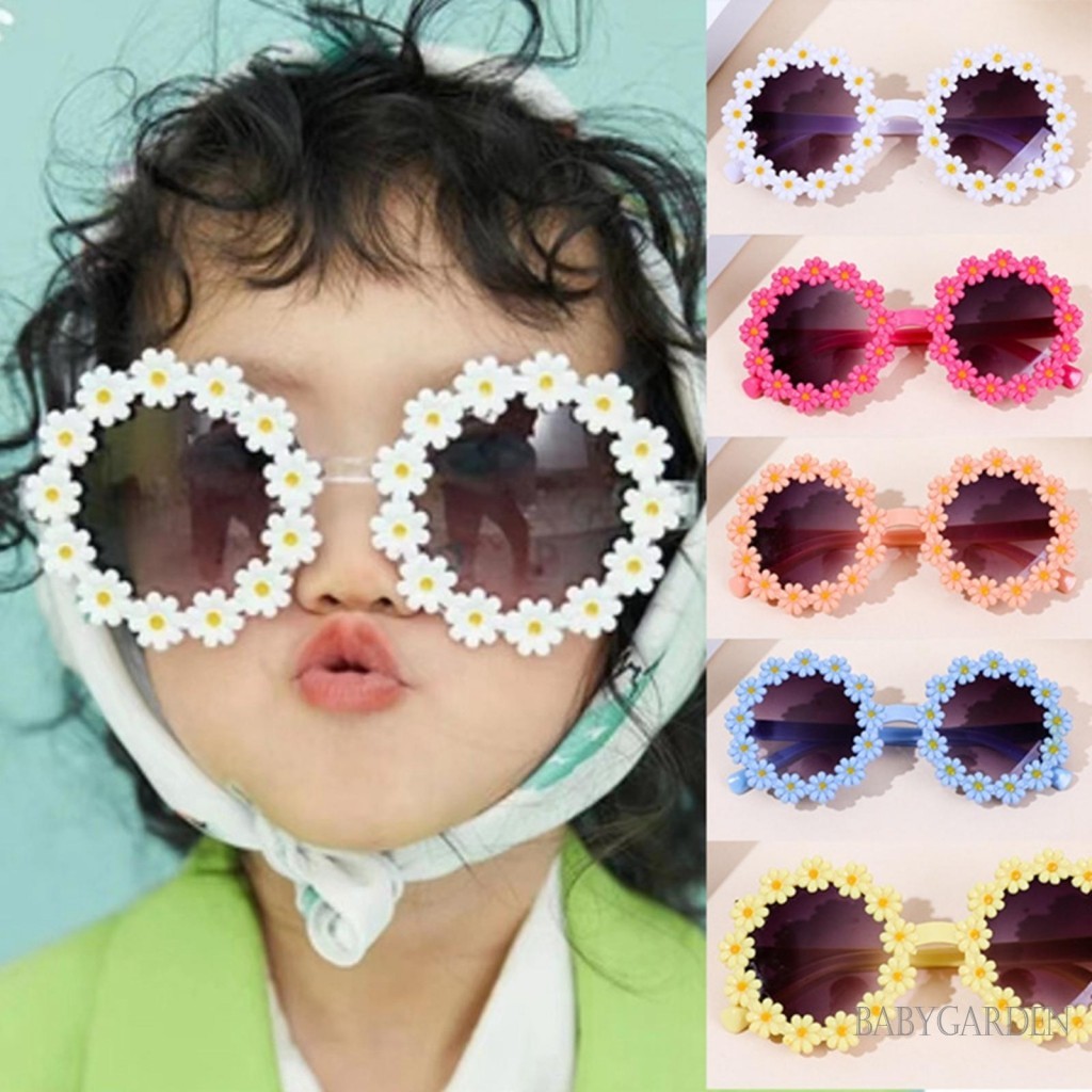 Baga-1-8 tuổi Kính râm bé gái Hoa ngọt ngào dễ thương Phụ kiện du lịch ngoài trời mùa hè
