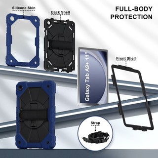 Ốp Lưng Cho Smausng Tab A9 8.7inch SM-X110 X115 A9 + A9 Plus X210 X216B 11inch 2023 Xoay Được Đứng Vỏ Chịu Lực Chịu Lực Cao Chống Sốc Có Dây Đeo Tay Vai Vỏ Phụ Kiện