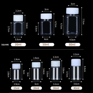15ml / 20ml / 30ml / 100ml Nhựa PET Trong Suốt Trống Cói Chai Bột Chắc Chắn Thuốc Viên Lọ Hộp Đựng Thuốc Thử Đóng Gói Chai