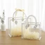 Túi Tote đóng gói cầm tay GETVOW, Túi quà tặng màu trắng hồng PVC, Túi mua sắm dung lượng lớn thực tế trong suốt chất lượng cao